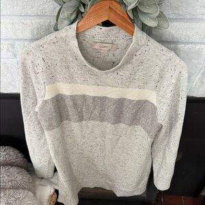 LOFT Heathered Gray and Cream Sweater